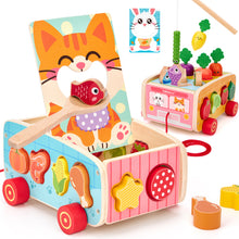 Load image into Gallery viewer, Wooden Farm Shape Sorting & Feeding Toy