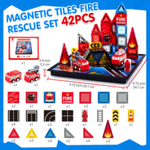 Load image into Gallery viewer, Magnetic Tiles FIire Rescue Set