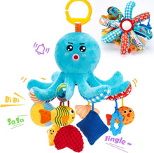 Cargar imagen en el visor de la Galería, Squeaky Crinkle Rattle Octopus Hanging Toys