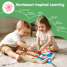 Load image into Gallery viewer, 18-in-1 Wooden Sensory Activity Board
