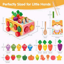 Load image into Gallery viewer, Wooden Farm Shape Sorting &amp; Feeding Toy
