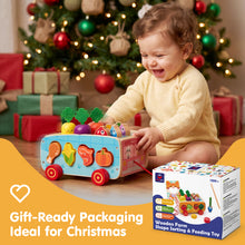 Load image into Gallery viewer, Wooden Farm Shape Sorting &amp; Feeding Toy
