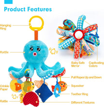 Cargar imagen en el visor de la Galería, Squeaky Crinkle Rattle Octopus Hanging Toys
